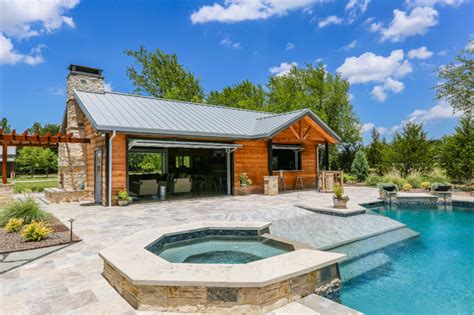 how to build pool house with metal roof|pool house with covered porch.